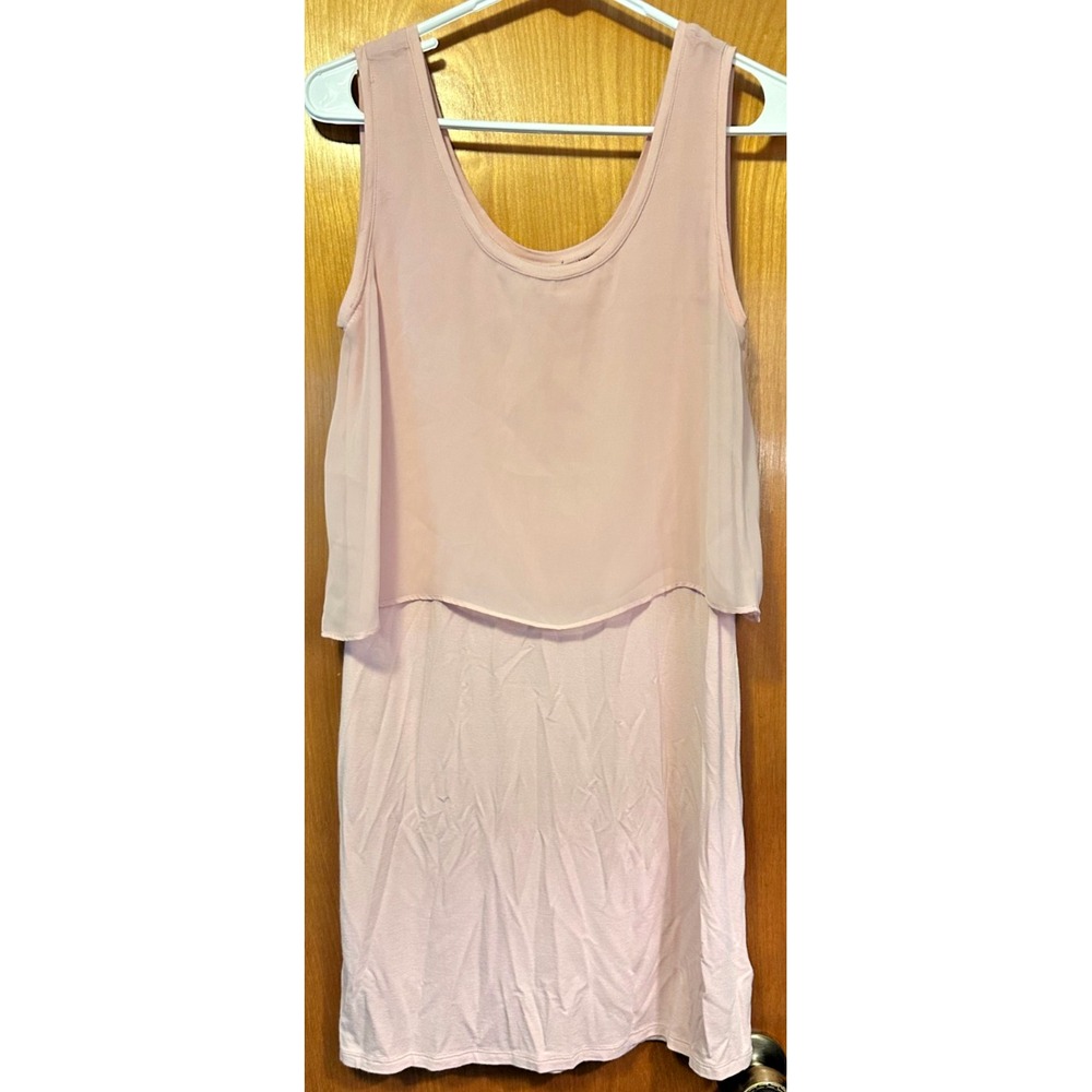 Metaphor Pastel Pink Double Layer Sheer Overlay Tank Dress Medium